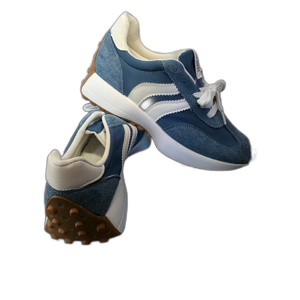 Stay Real Retro Blue Suede Patchwork Platform Sneakers Chunky Trail Dad Shoes - Picture 2 of 5